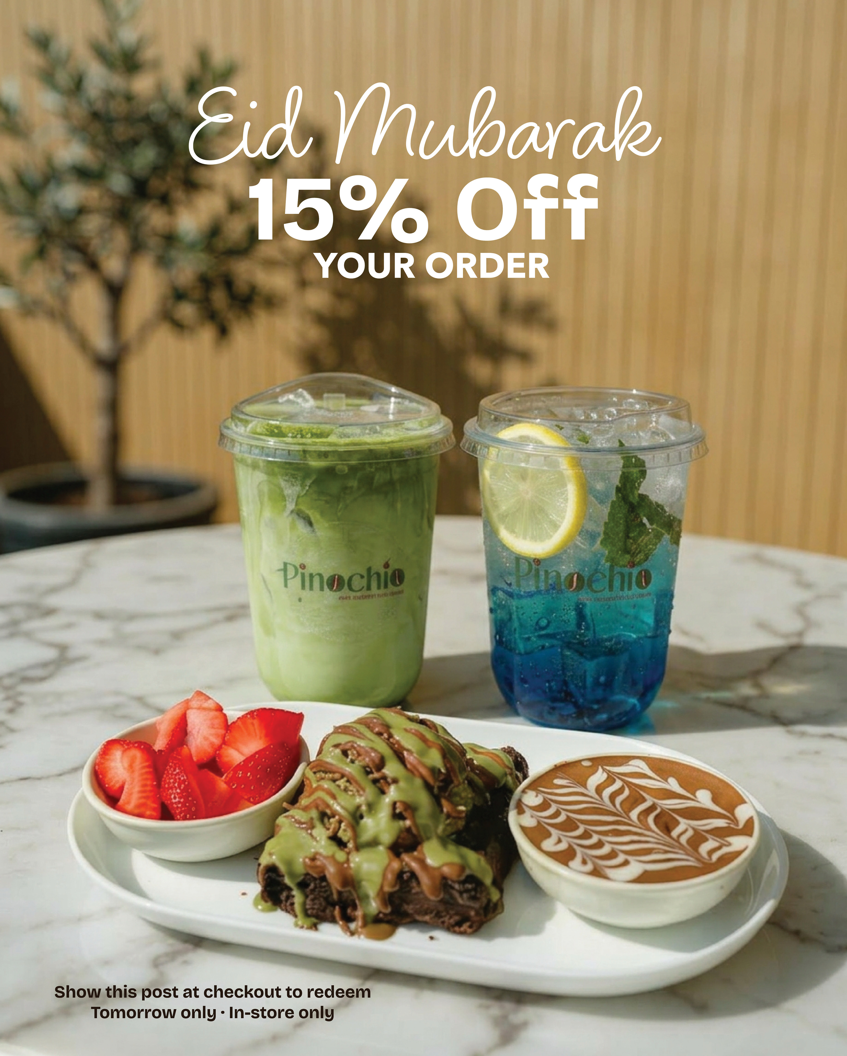 Eid Mubarak — 15% Off Your Order. Show this post at checkout to redeem. In-store only.